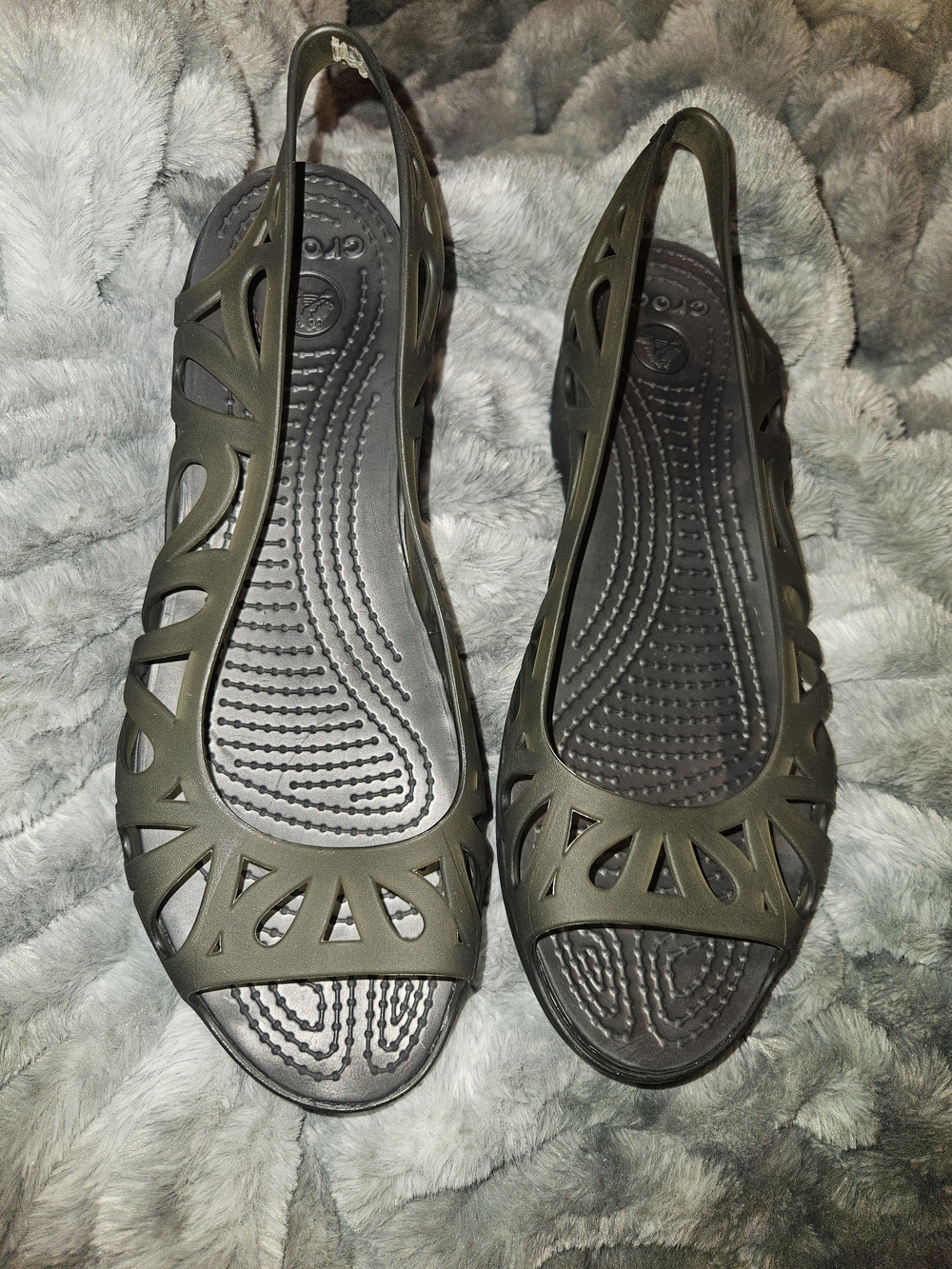 CROCS Olive Green Cutout Slingback Sandals